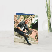 ミニマルモダンスシンプルスクエア写真卒業 サンキューカード (裏面)