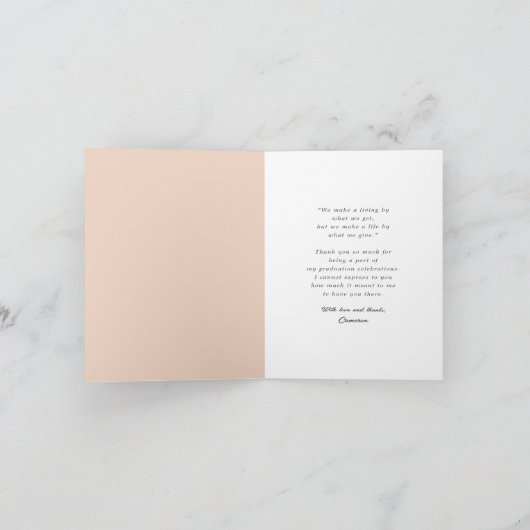 ミニマルモダンスシンプルスクエア写真卒業 サンキューカード (内部)
