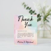 ミニマルモダンスシンプルスクリプト水の結婚色 サンキューカード (スタンド正面)