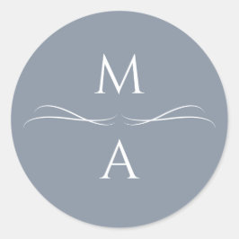 ミニマルモダンスシンプルダスティブルーイニシャル ラウンドシール