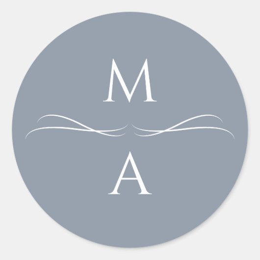 ミニマルモダンスシンプルダスティブルーイニシャル ラウンドシール (正面)