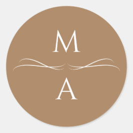 ミニマルモダンスシンプルテラコッタブラウンイニシャル ラウンドシール