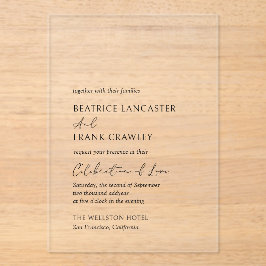 ミニマルモダンスシンプルフォーマルエレガントな結婚式 アクリル招待状