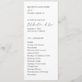 ミニマルモダンスシンプルフォーマルエレガントな結婚式 プログラム (正面)