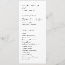 ミニマルモダンスシンプルフォーマルエレガントな結婚式 プログラム