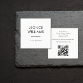 ミニマルモダンスシンプルホワカスタムイトQRコード スクエア名刺