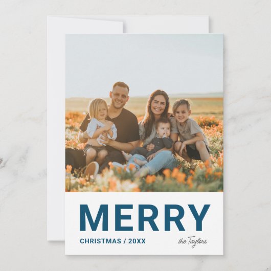 ミニマルモダンスシンプル写真海軍クリスマス シーズンカード (正面)