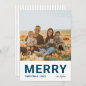 ミニマルモダンスシンプル写真海軍クリスマス シーズンカード (正面/裏面)