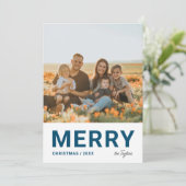 ミニマルモダンスシンプル写真海軍クリスマス シーズンカード (スタンド正面)