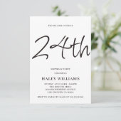 ミニマルモダンスシンプル書道24誕生日 招待状 (スタンド正面)