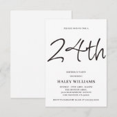 ミニマルモダンスシンプル書道24誕生日 招待状 (正面/裏面)