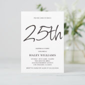 ミニマルモダンスシンプル書道25誕生日 招待状 (スタンド正面)