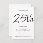 ミニマルモダンスシンプル書道25誕生日 招待状 (正面/裏面)