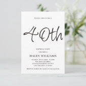 ミニマルモダンスシンプル書道40歳の誕生日 招待状 (スタンド正面)