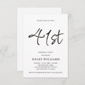 ミニマルモダンスシンプル書道41誕生日 招待状 (正面/裏面)