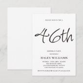 ミニマルモダンスシンプル書道46誕生日 招待状 (正面/裏面)