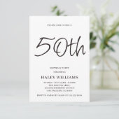 ミニマルモダンスシンプル書道50誕生日 招待状 (スタンド正面)