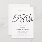 ミニマルモダンスシンプル書道58誕生日 招待状 (正面/裏面)
