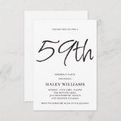 ミニマルモダンスシンプル書道59誕生日 招待状 (正面/裏面)