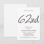 ミニマルモダンスシンプル書道62番誕生日 招待状 (正面/裏面)