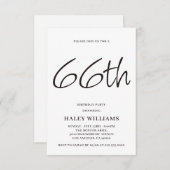 ミニマルモダンスシンプル書道66誕生日 招待状 (正面/裏面)