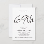 ミニマルモダンスシンプル書道69誕生日 招待状 (正面)