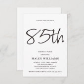 ミニマルモダンスシンプル書道85誕生日 招待状 (正面/裏面)