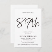 ミニマルモダンスシンプル書道89誕生日 招待状 (正面/裏面)