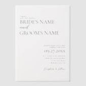 ミニマルモダンスシンプル結婚のオーバーレイ ベラム紙招待状 (正面)