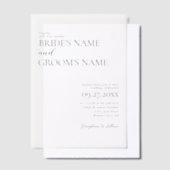 ミニマルモダンスシンプル結婚のオーバーレイ ベラム紙招待状 (オフセット)