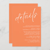 ミニマルモダンスシンプル詳細オレン結婚ジ エンクロージャーカード (正面/裏面)