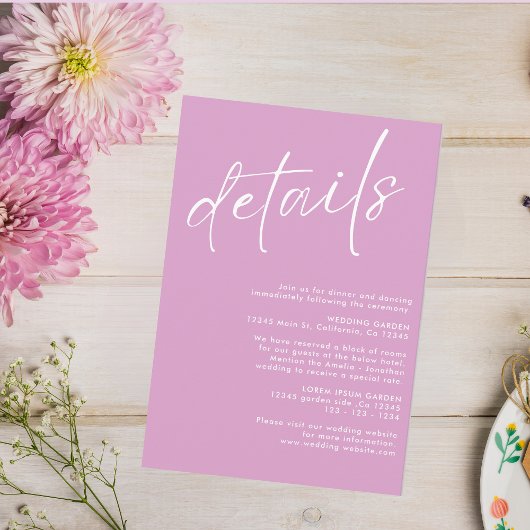 ミニマルモダンスシンプル詳細ピ結婚ンク エンクロージャーカード