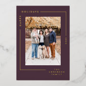 ミニマルモダンスシンプル金ゴールドフレーム写真 箔シーズンカード (正面)