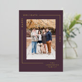 ミニマルモダンスシンプル金ゴールドフレーム写真 箔シーズンカード (立ち正面)