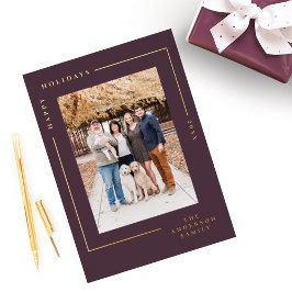 ミニマルモダンスシンプル金ゴールドフレーム写真 箔シーズンカード