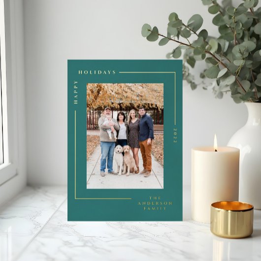 ミニマルモダンスシンプル金ゴールドフレーム写真 箔シーズンカード