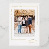 ミニマルモダンスシンプル金ゴールドフレーム写真 箔シーズンカード (正面)