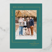 ミニマルモダンスシンプル金ゴールドフレーム写真 箔シーズンカード (正面)