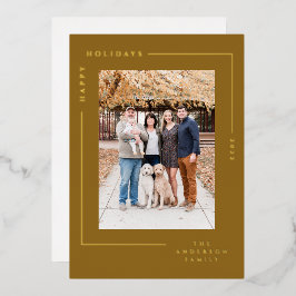 ミニマルモダンスシンプル金ゴールドフレーム写真 箔シーズンカード