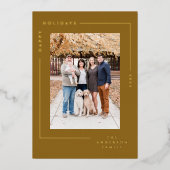 ミニマルモダンスシンプル金ゴールドフレーム写真 箔シーズンカード (正面)