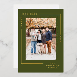 ミニマルモダンスシンプル金ゴールドフレーム写真 箔シーズンカード