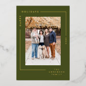 ミニマルモダンスシンプル金ゴールドフレーム写真 箔シーズンカード (正面)