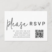 ミニマルモダンススタイリッシュシンプルQRコードRSVP エンクロージャーカード (正面)