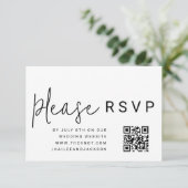 ミニマルモダンススタイリッシュシンプルQRコードRSVP エンクロージャーカード (スタンド正面)