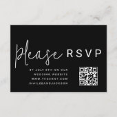 ミニマルモダンススタイリッシュシンプルQRコードRSVP エンクロージャーカード (正面)