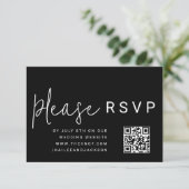 ミニマルモダンススタイリッシュシンプルQRコードRSVP エンクロージャーカード (スタンド正面)