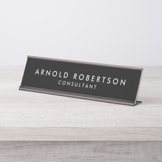 ミニマルモダンススタイリッシュブラックプロフェッショナル デスクネームプレート (正面)