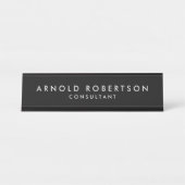 ミニマルモダンススタイリッシュブラックプロフェッショナル デスクネームプレート (正面)