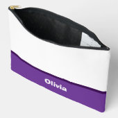 ミニマルモダンスストライプ名またはモノグラム アクセサリーポーチ (見開き)