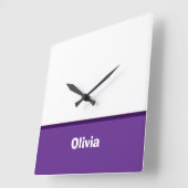 ミニマルモダンスストライプ名またはモノグラム スクエア壁時計 (傾斜)